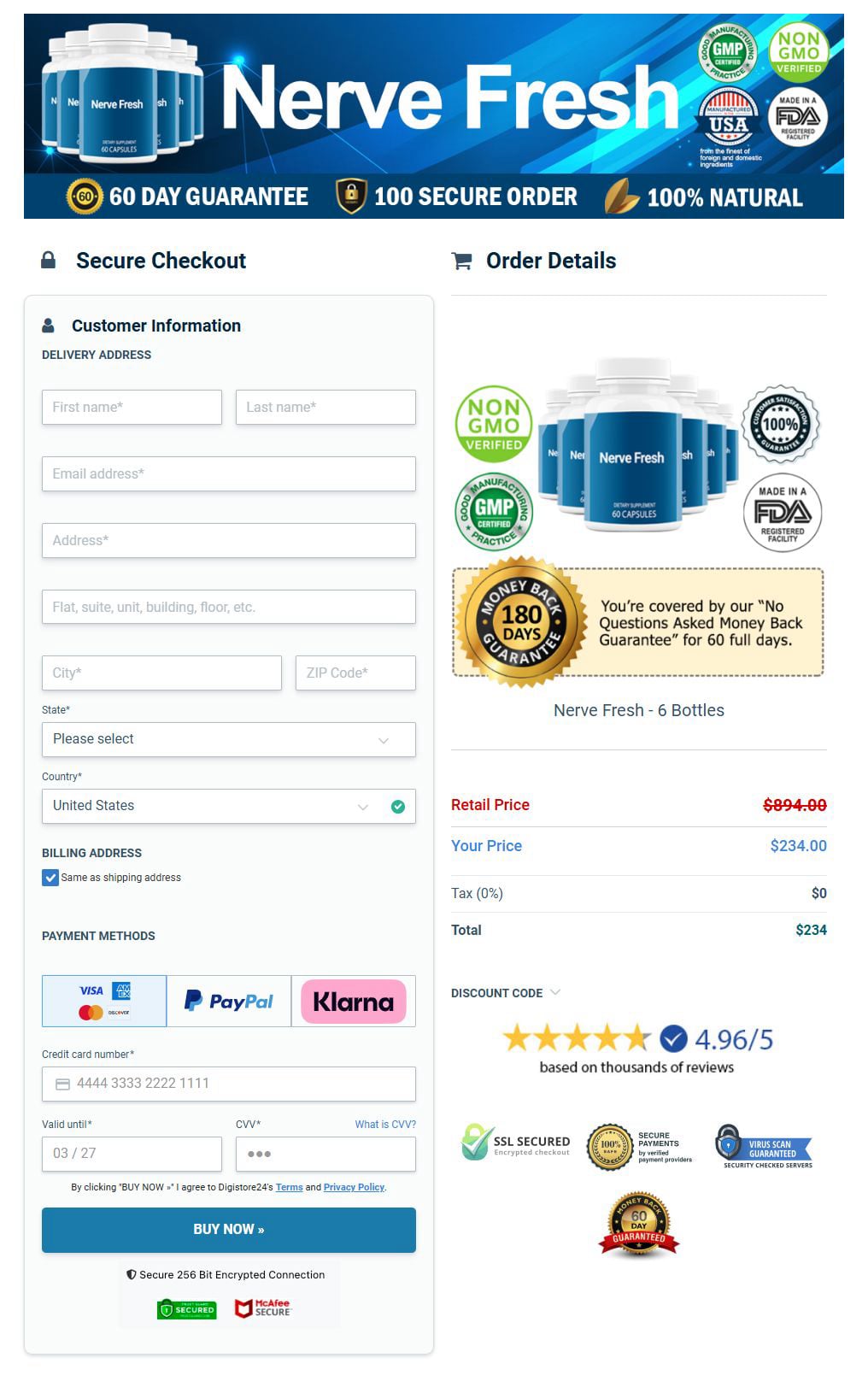 Nerve-Fresh-Checkout Page